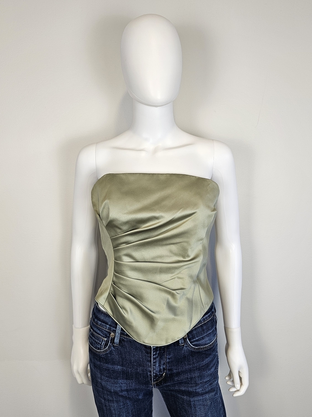 Alfred Angelo NWT Sage Olive Green Sleevelesss Boned Cropped Top Sz 10